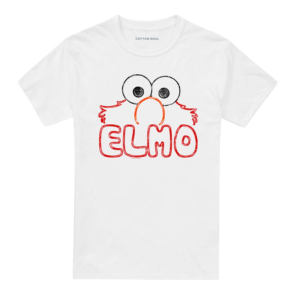 White - Front - Sesame Street Unisex Adult Elmo Letters T-Shirt