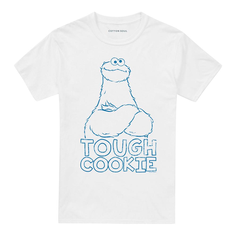 White - Front - Sesame Street Unisex Adult Tough Cookie T-Shirt