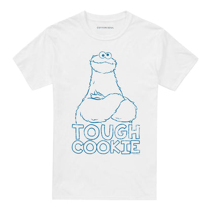 White - Front - Sesame Street Unisex Adult Tough Cookie T-Shirt