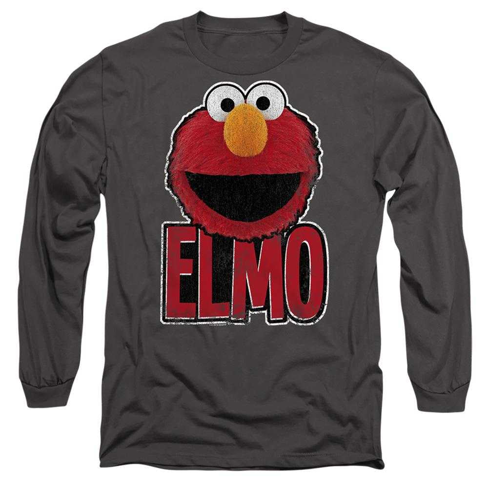 Charcoal - Front - Sesame Street Unisex Adult Elmo Smile Long-Sleeved T-Shirt
