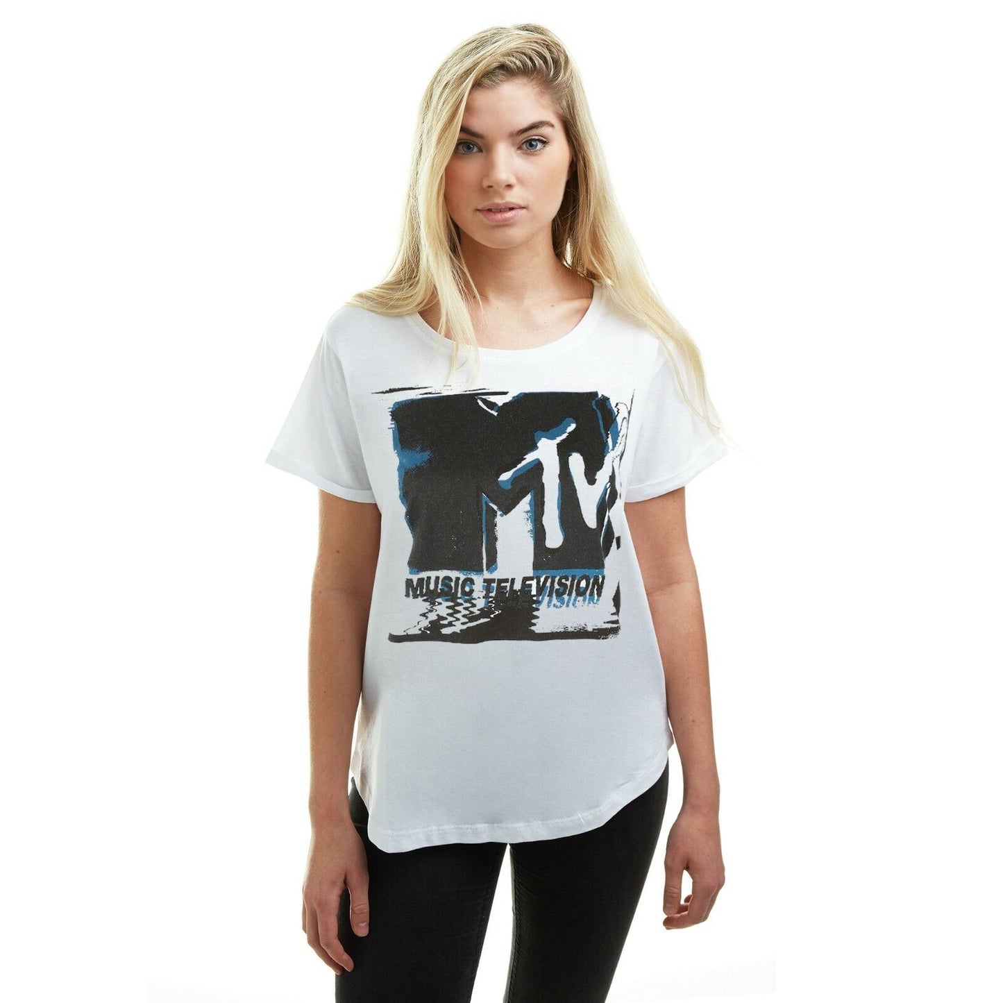 White - Lifestyle - MTV Womens-Ladies Glitch T-Shirt