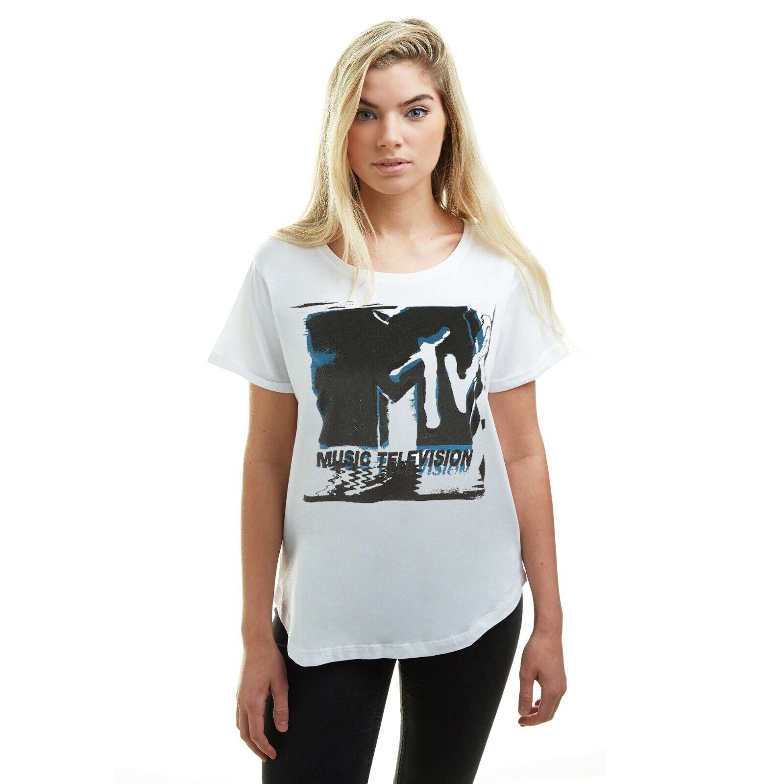 White - Lifestyle - MTV Womens-Ladies Glitch T-Shirt
