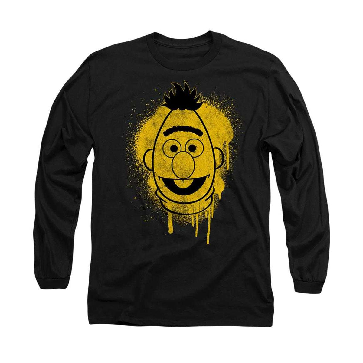 Black - Front - Sesame Street Unisex Adult Bert Graffiti Long-Sleeved T-Shirt