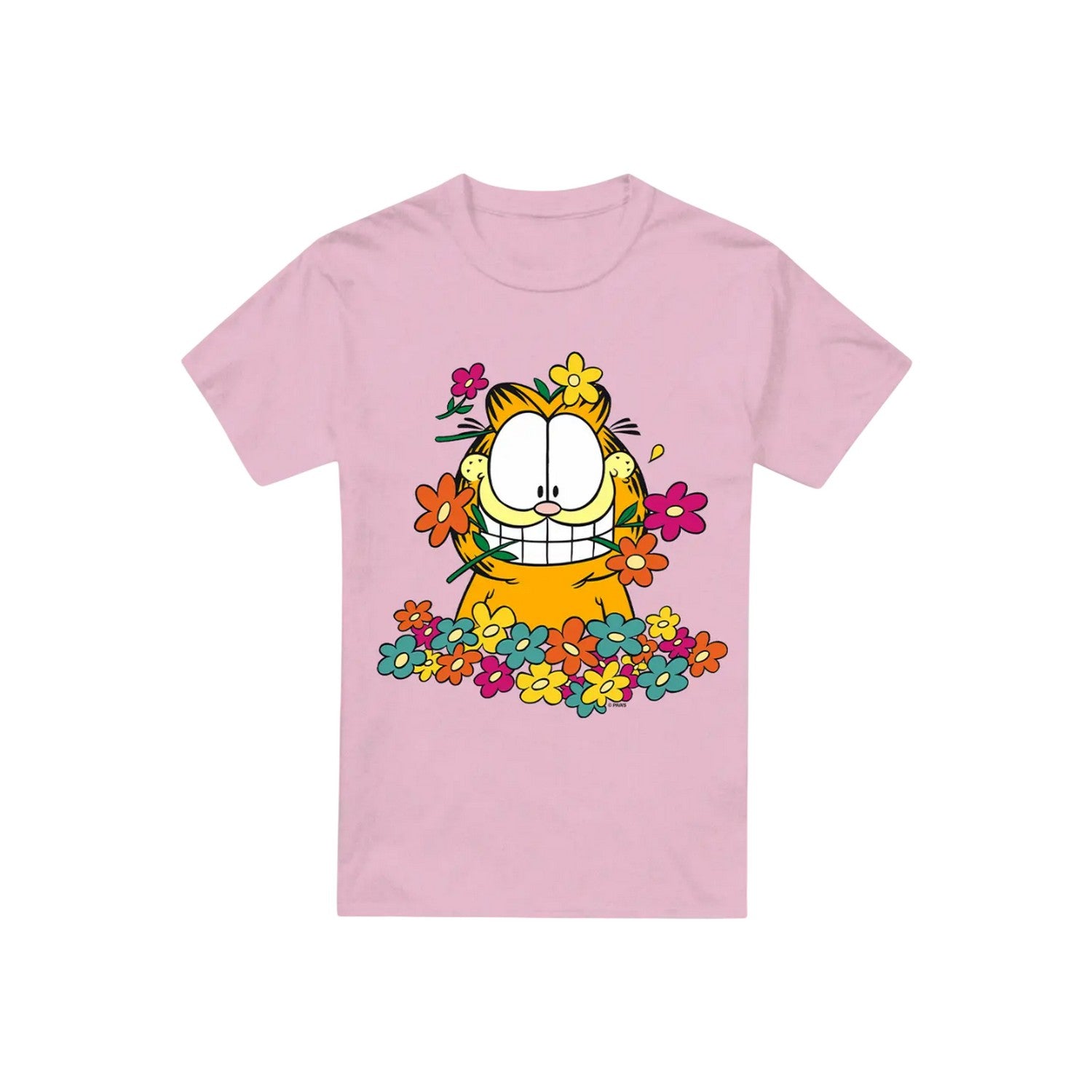 Pink - Front - Garfield Unisex Adult In The Garden T-Shirt