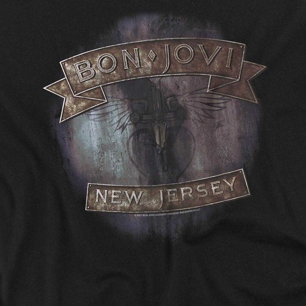 Black - Side - Bon Jovi Unisex Adult New Jersey Long-Sleeved T-Shirt