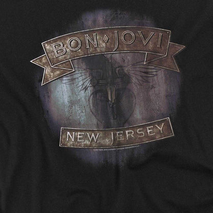 Black - Side - Bon Jovi Unisex Adult New Jersey Long-Sleeved T-Shirt