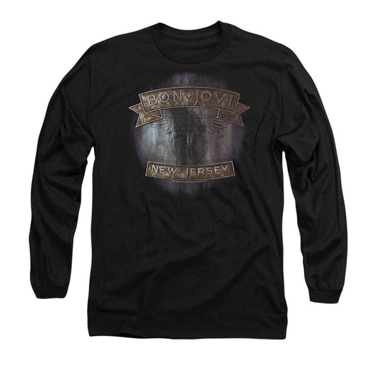 Black - Front - Bon Jovi Unisex Adult New Jersey Long-Sleeved T-Shirt