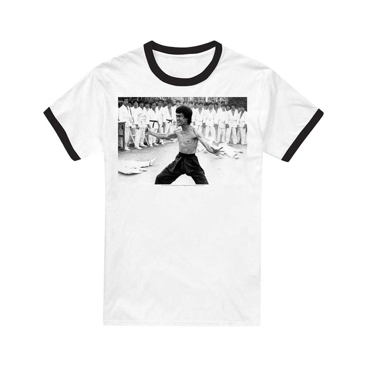 White - Front - Bruce Lee Unisex Adult Triumphant Ringer T-Shirt
