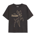 Charcoal - Front - Bambi Girls Outline Metallic T-Shirt