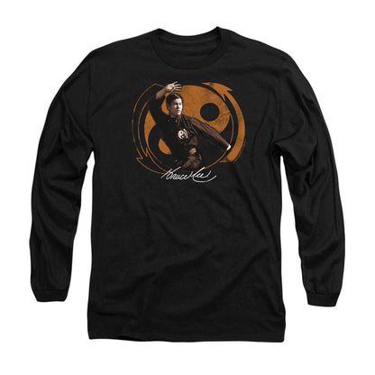 Black - Front - Bruce Lee Unisex Adult Jeet Kun Do Pose Long-Sleeved T-Shirt