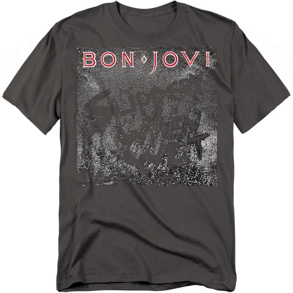 Charcoal - Front - Bon Jovi Unisex Adult Slippery Cover T-Shirt