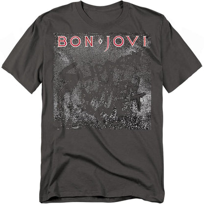 Charcoal - Front - Bon Jovi Unisex Adult Slippery Cover T-Shirt