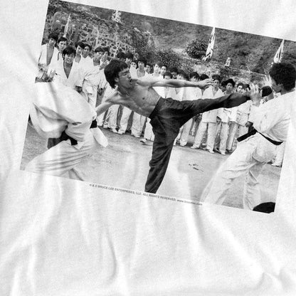 White - Side - Bruce Lee Unisex Adult Kick To The Head Long-Sleeved T-Shirt