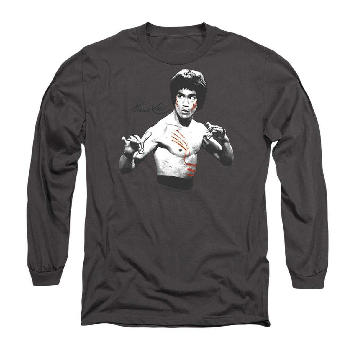Charcoal - Front - Bruce Lee Unisex Adult Final Confrontation Long-Sleeved T-Shirt