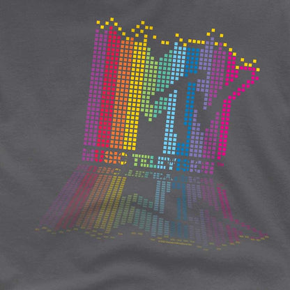 Charcoal - Side - MTV Unisex Adult Rainbow Blocks Logo T-Shirt