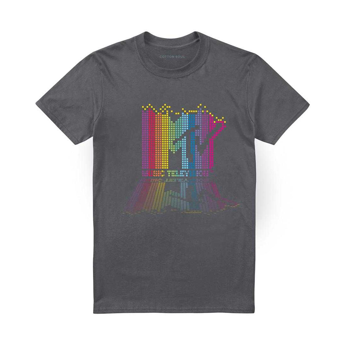 Charcoal - Front - MTV Unisex Adult Rainbow Blocks Logo T-Shirt