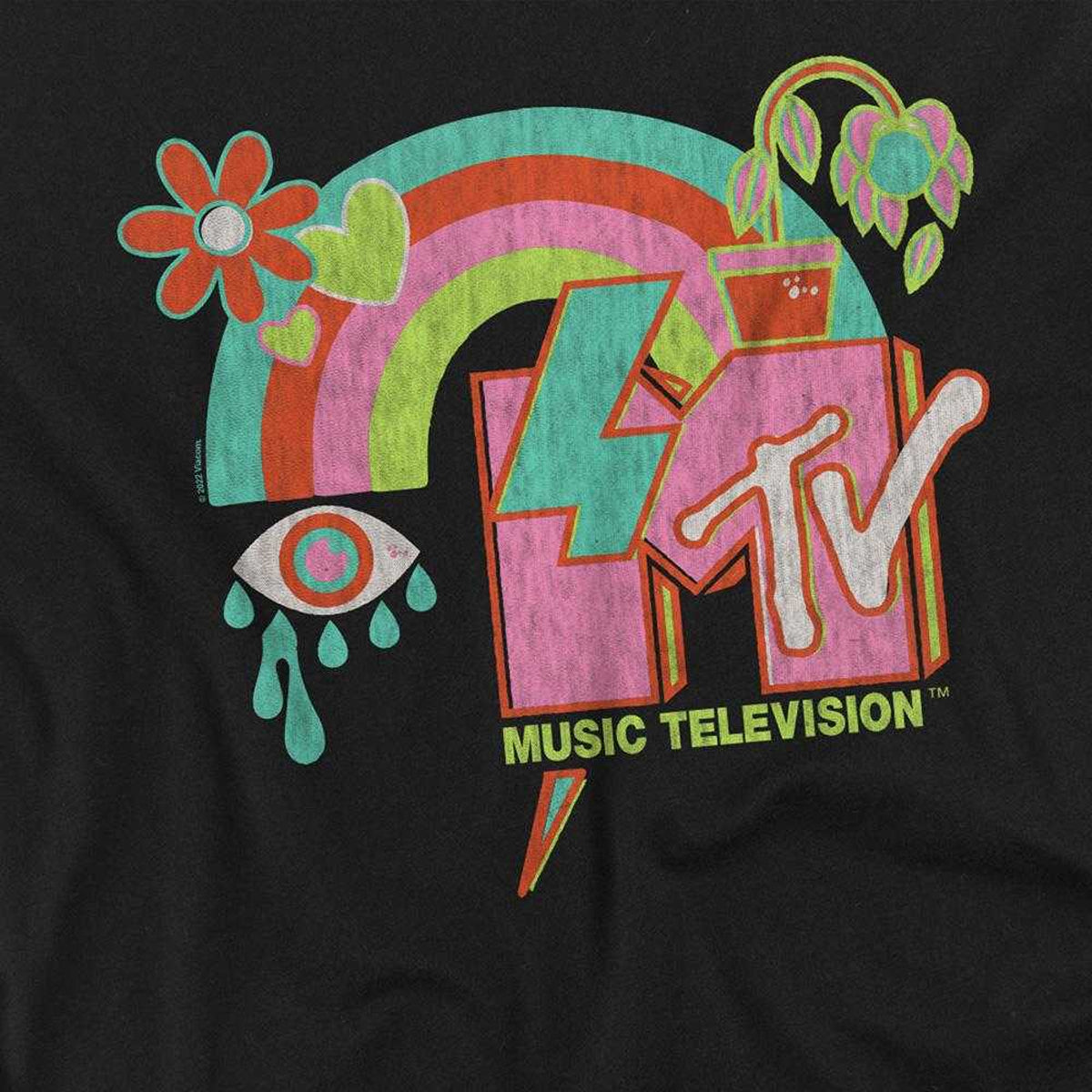 Black - Side - MTV Unisex Adult Flower Pot T-Shirt