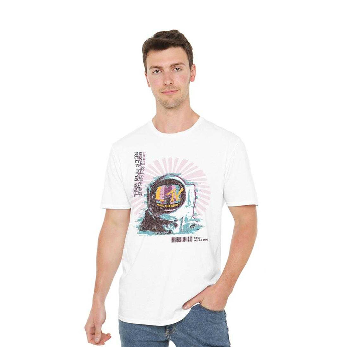 White - Lifestyle - MTV Unisex Adult Ladies And Gentlemen Spaceman T-Shirt