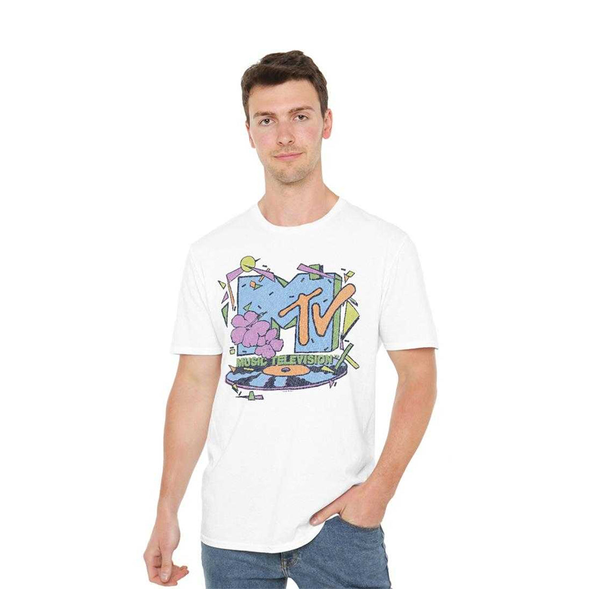 White - Lifestyle - MTV Unisex Adult Hibiscus Love T-Shirt