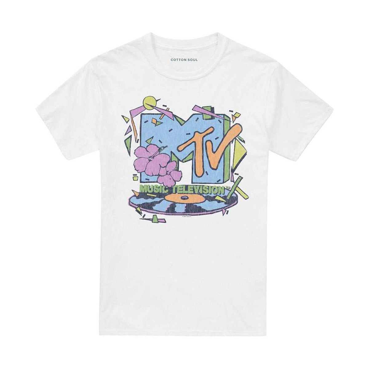White - Front - MTV Unisex Adult Hibiscus Love T-Shirt