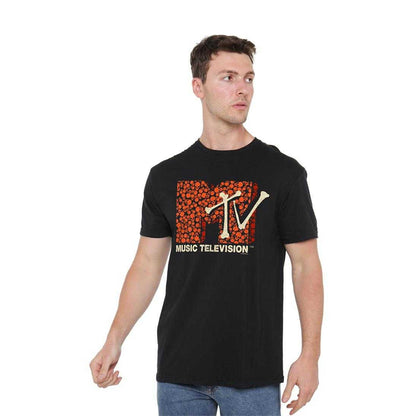 Black - Lifestyle - MTV Unisex Adult Skull Filled Logo T-Shirt