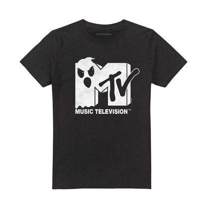 Black - Front - MTV Unisex Adult Ghost In The Logo T-Shirt