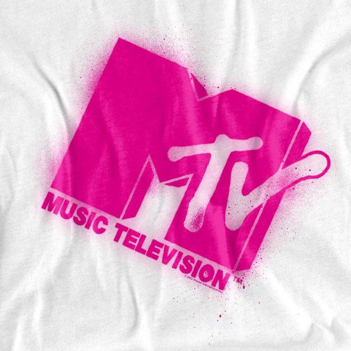White - Side - MTV Unisex Adult Spray Paint Logo T-Shirt