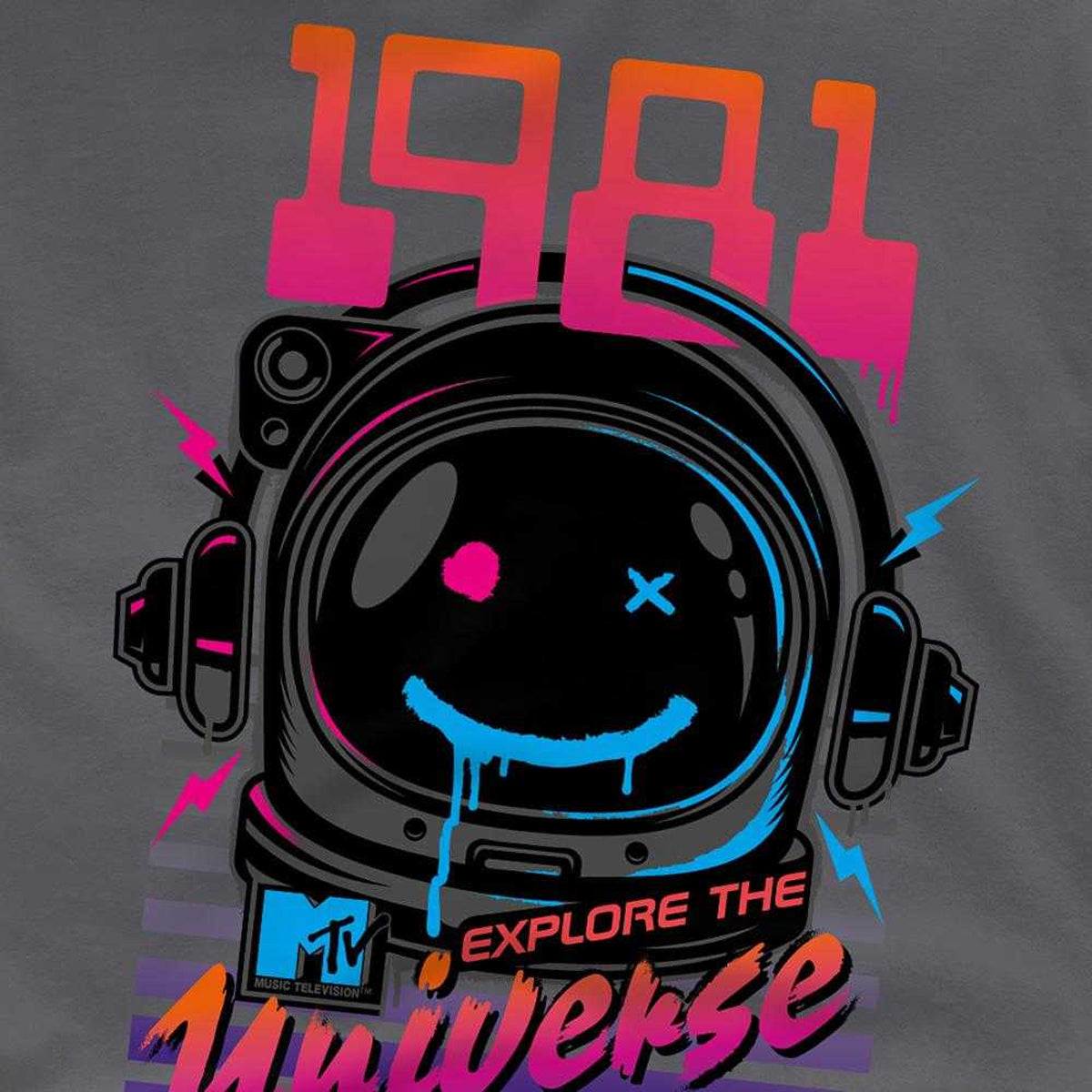 Charcoal - Side - MTV Unisex Adult Explore The Universe Logo T-Shirt