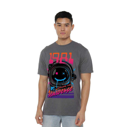Charcoal - Lifestyle - MTV Unisex Adult Explore The Universe Logo T-Shirt