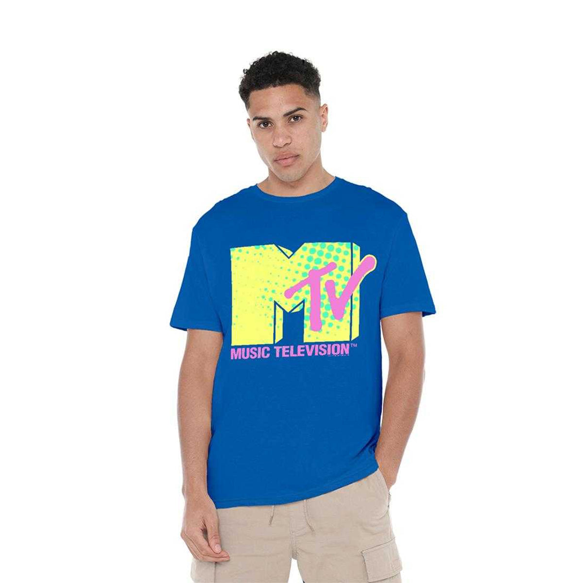 Royal Blue - Lifestyle - MTV Unisex Adult Neon Logo T-Shirt