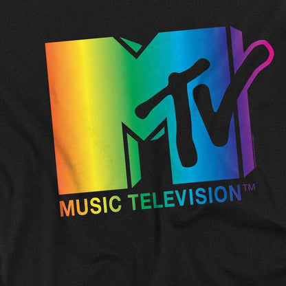 Black - Side - MTV Unisex Adult Rainbow Logo T-Shirt