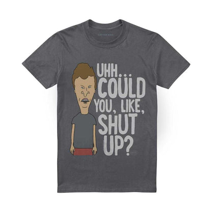 Charcoal - Front - Beavis & Butthead Unisex Adult Could You Like Shut Up? T-Shirt
