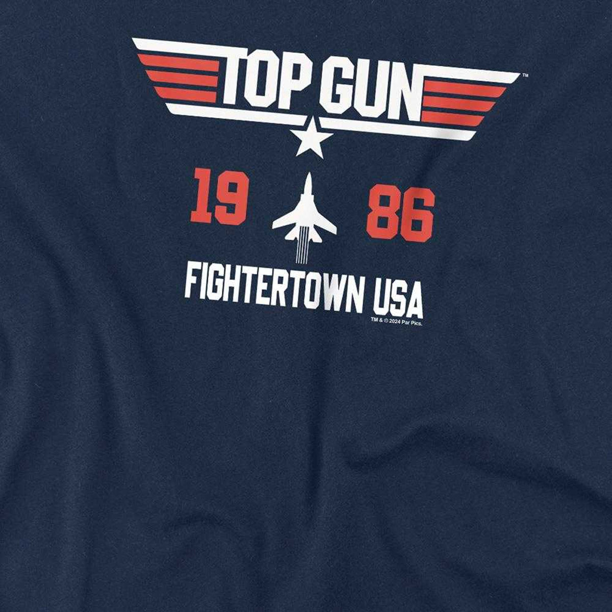 Navy - Side - Top Gun Unisex Adult Fightertown 1986 T-Shirt