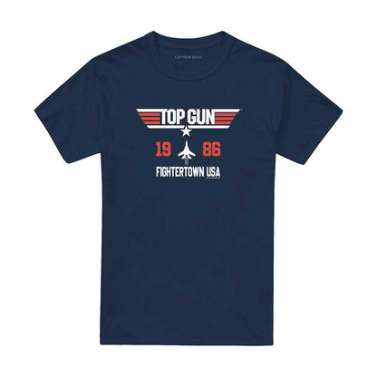 Navy - Front - Top Gun Unisex Adult Fightertown 1986 T-Shirt
