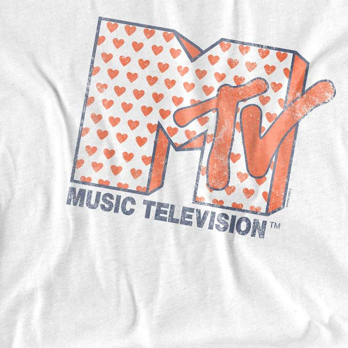 White - Side - MTV Unisex Adult Hearts T-Shirt