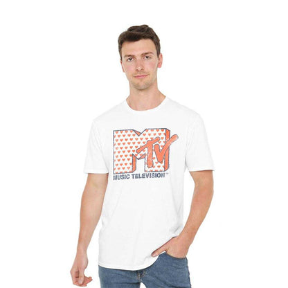 White - Lifestyle - MTV Unisex Adult Hearts T-Shirt