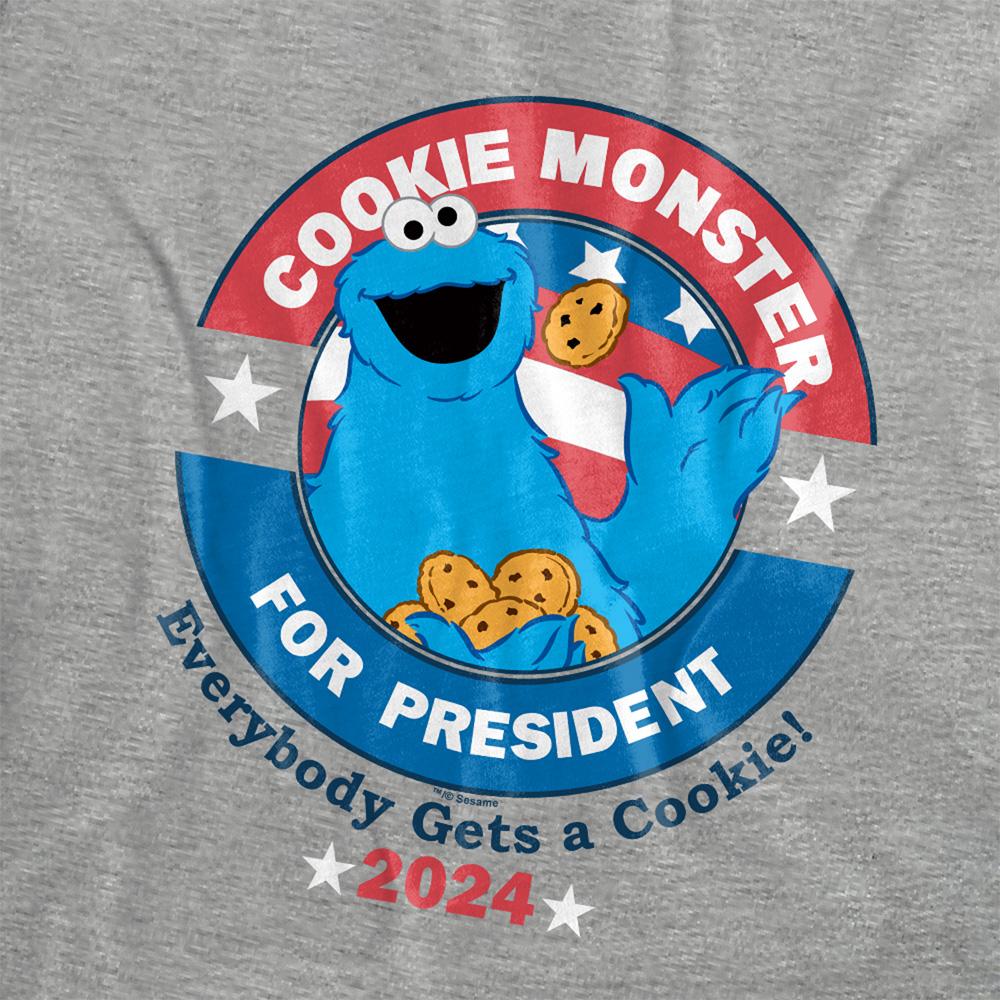 Athletic Heather - Side - Sesame Street Womens-Ladies Cookie For President T-Shirt