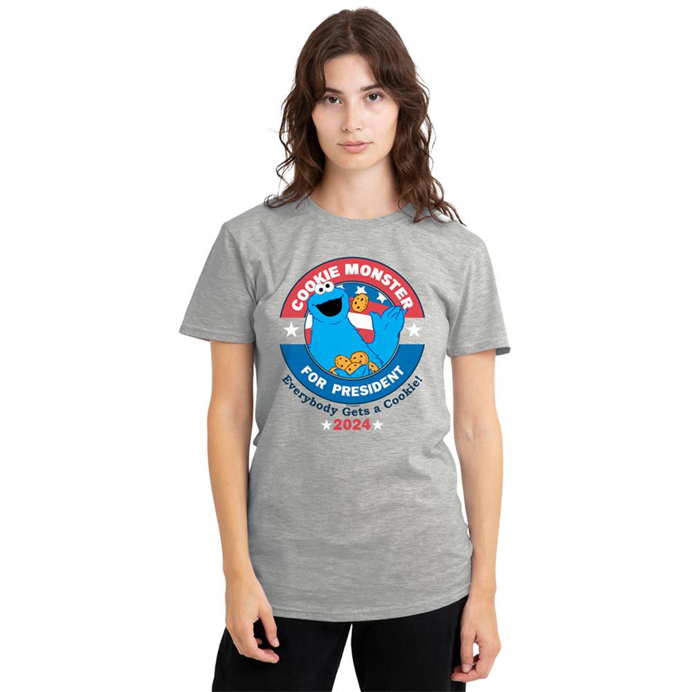 Athletic Heather - Lifestyle - Sesame Street Womens-Ladies Cookie For President T-Shirt