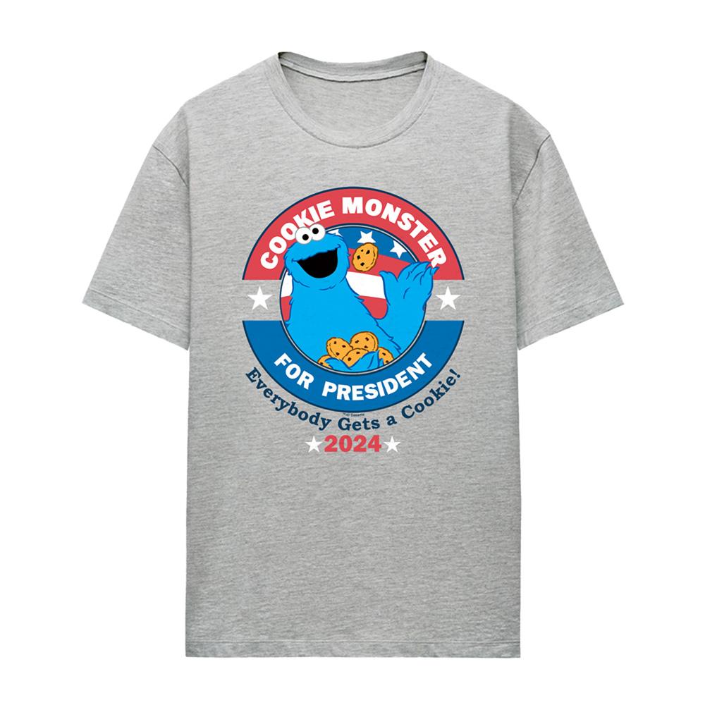 Athletic Heather - Front - Sesame Street Womens-Ladies Cookie For President T-Shirt