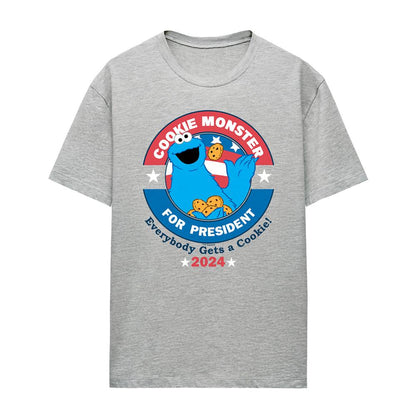 Athletic Heather - Front - Sesame Street Womens-Ladies Cookie For President T-Shirt