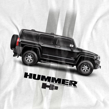 White - Side - Hummer Womens-Ladies Stripe T-Shirt