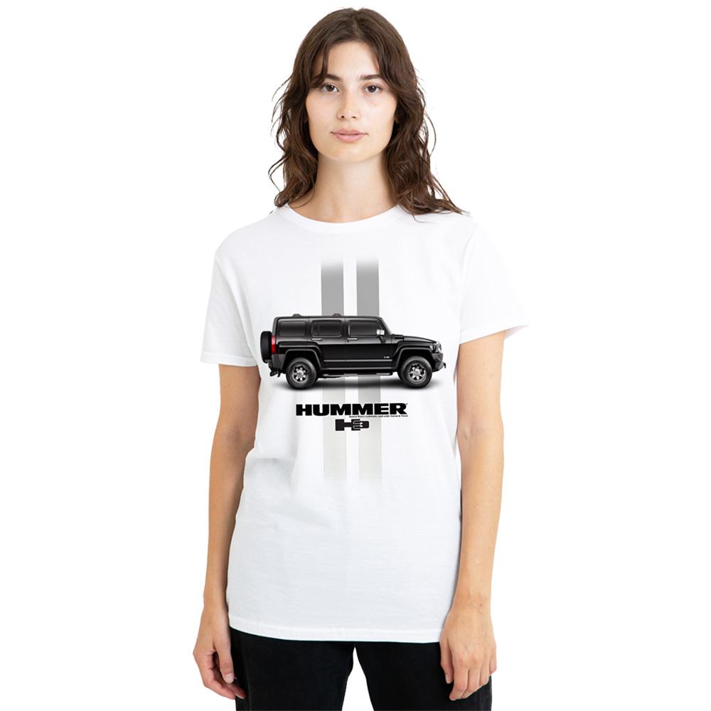 White - Lifestyle - Hummer Womens-Ladies Stripe T-Shirt