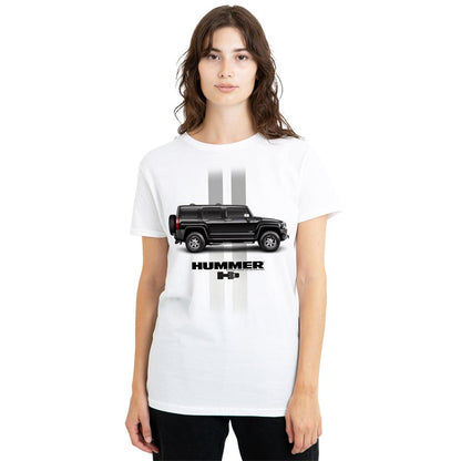White - Lifestyle - Hummer Womens-Ladies Stripe T-Shirt