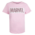 Light Pink - Front - Marvel Womens-Ladies Leopard Print Logo T-Shirt