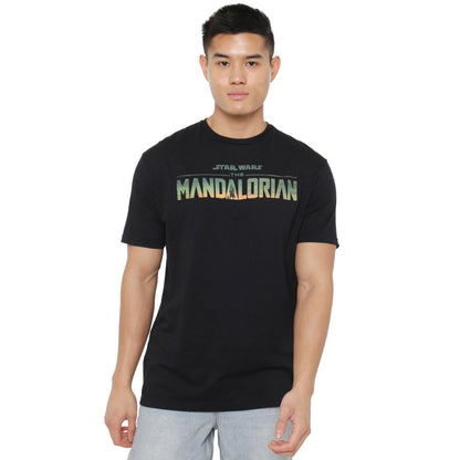 Black - Side - Star Wars: The Mandalorian Mens Landscape Logo T-Shirt