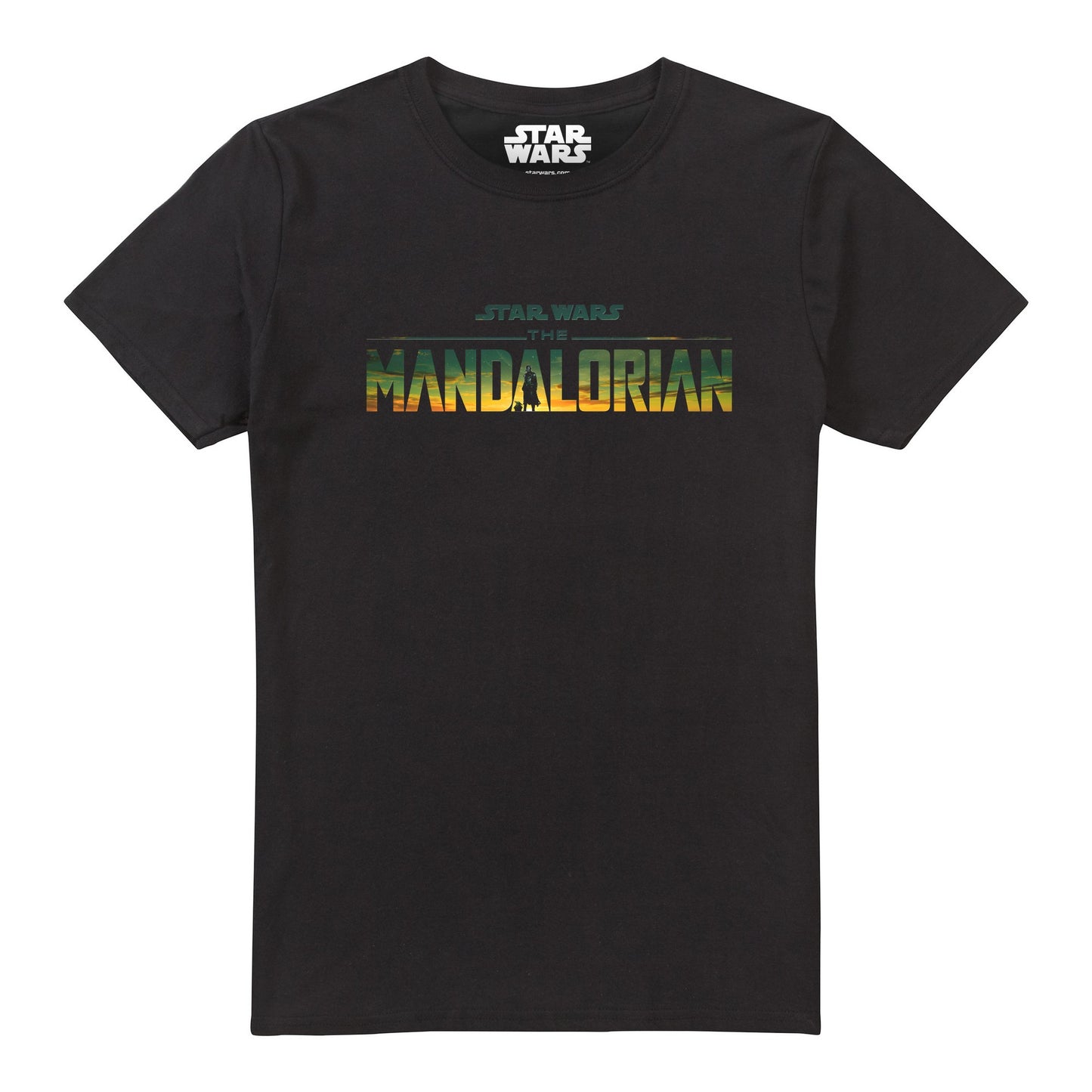 Black - Front - Star Wars: The Mandalorian Mens Landscape Logo T-Shirt