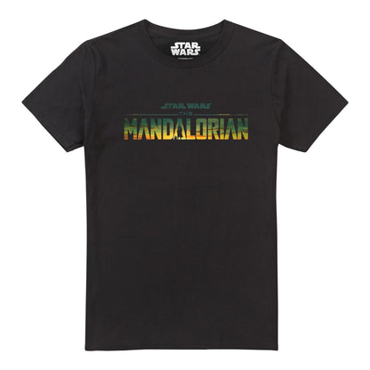 Black - Front - Star Wars: The Mandalorian Mens Landscape Logo T-Shirt