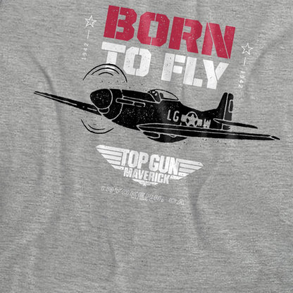 Athletic Heather - Side - Top Gun Womens-Ladies Born To Fly T-Shirt
