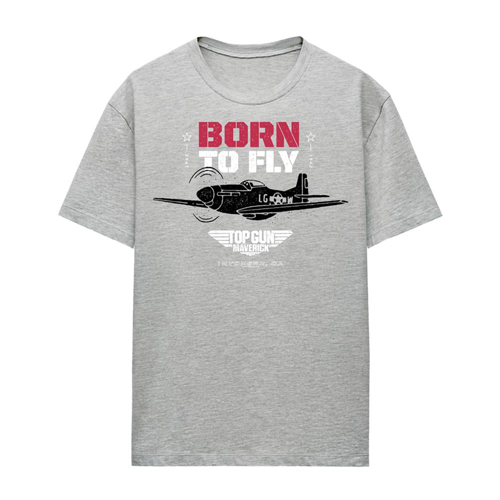 Athletic Heather - Front - Top Gun Womens-Ladies Born To Fly T-Shirt