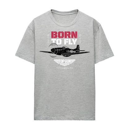 Athletic Heather - Front - Top Gun Womens-Ladies Born To Fly T-Shirt